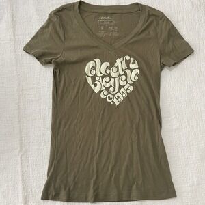 Women's Small Electra Bicycles Olive Green Short Sleeve‎ T-Shirt Cycling